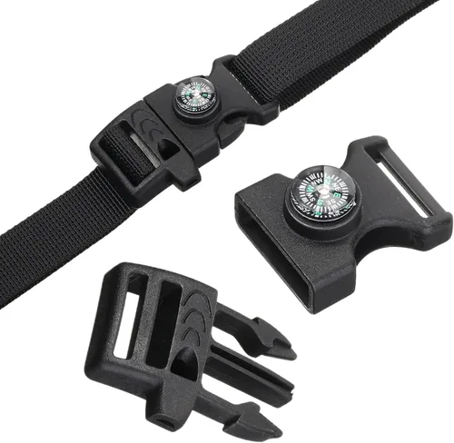 Miniatura 5 de Jexine 50 clips de hebilla de brújula de plástico paracord hebillas accesorios para camping, viajes, supervivencia de emergencia Negro