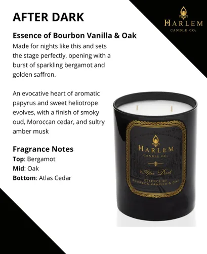 Miniatura 7 de HARLEM CANDLE CO. After Dark - Vela de soja perfumada de lujo, 11 onzas, tiempo de combustión de 80 horas, bergamota, azafrán, vainilla borbónica