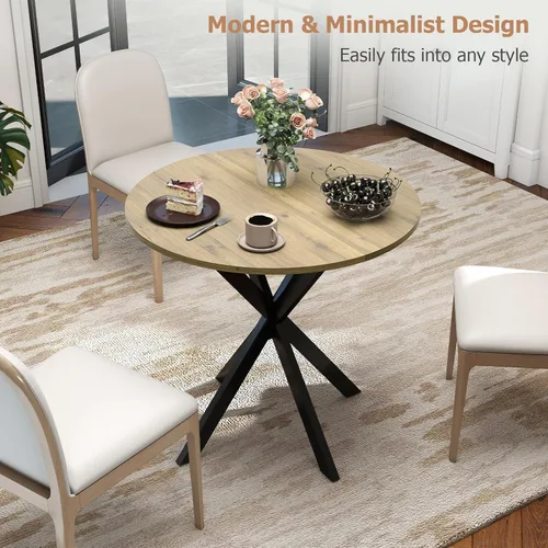 Miniatura 3 de Zevemomo Mesa de comedor redonda, mesa de comedor pequeña de 31.5 pulgadas para 2-4, mesa de cocina redonda con patas negras de metal, mesa