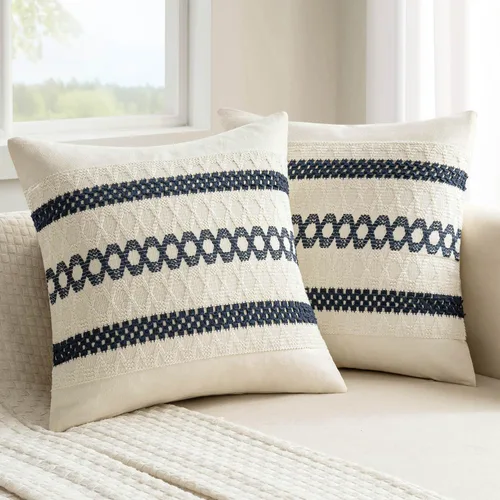 Miniatura 9 de MIULEE Fundas de almohada lumbares decorativas bohemias, cojín de algodón retro, tejidas de macramé para decoración del hogar para cama, sofá, neutro