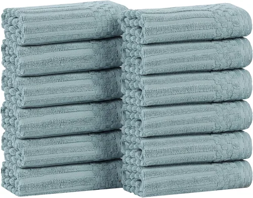 Miniatura 75 de Superior Juego de 6 toallas de algodón sólido y acanalado, toallas de cara de 13 x 13 pulgadas, toallas de mano de 16 x 28 pulgadas, toallas de baño