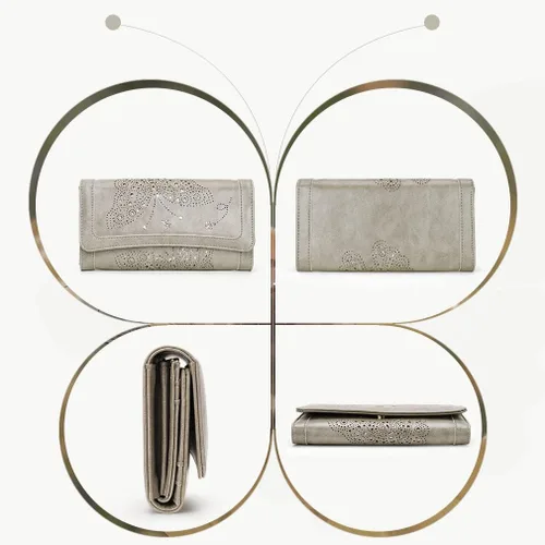 Miniatura 4 de Aphison - Cartera larga de cuero suave RFID para mujer, con caja de regalo