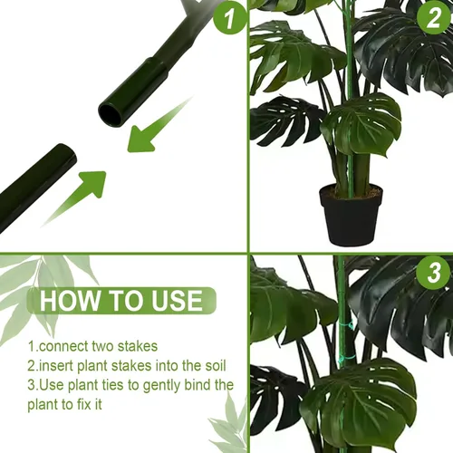 Miniatura 7 de Estacas de soporte para plantas de interior, enrejado para plantas en maceta de casa, flores, palos de soporte Monstera con clips de orquídea, lazos