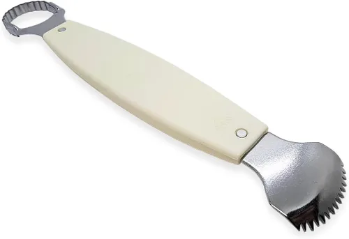 Miniatura 6 de WitnyStore Rallador de coco con mango de plástico blanco de 8¾ pulgadas de largo, 2 cuchillas, herramienta de cocina de estilo tailandés tradicional