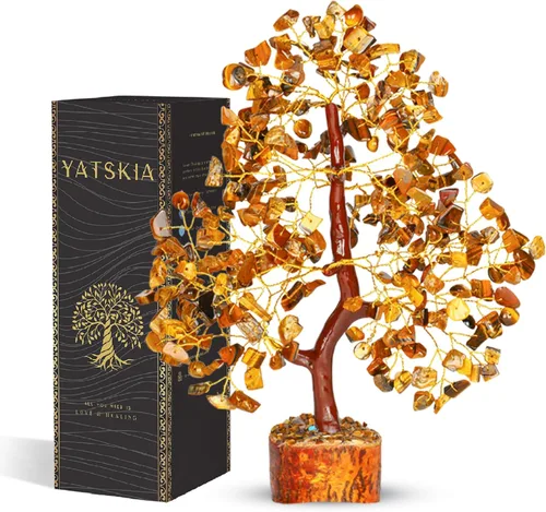 Miniatura 25 de YATSKIA - Árbol de cristal turquesa Feng Shui, alambre, bonsái Buhha, estatua reiki, Chakra curativo energía positiva, buena suerte dinero regalos