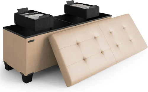 Miniatura 36 de Cubo otomano de almacenamiento con cubo pequeño, otomana cuadrada de 15 pulgadas con almacenamiento para sala de estar y dormitorio, reposapiés