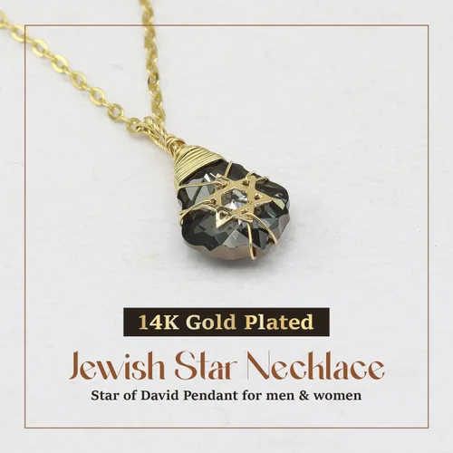 Miniatura 26 de Collar de estrella de David para mujeres y hombres, collar de estrella judía relleno de oro de 14 quilates, collar de Israel