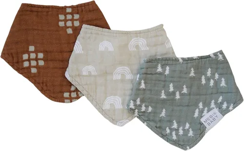 Miniatura 8 de Mebie Baby Babero de muselina de algodón, paquete de 3 baberos para eructos, escupir, baberos, baberos bandana para bebé niño o niña