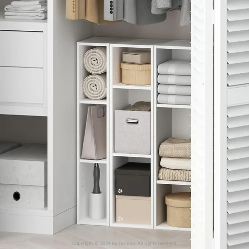 Miniatura 3 de Furinno Reed - Organizadores de armario de 3 niveles y almacenamiento, organizador de armario, estante abierto, para armario, dormitorio, sala