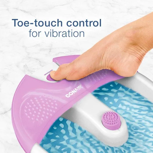 Miniatura 3 de Conair Baño relajante de pedicura para pies con masaje relajante de vibración, masajeador de pies relajante para lavabo profundo con chorros, Rosa