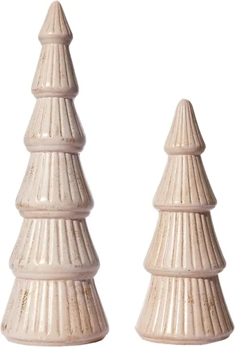 Miniatura 8 de WONDROUS' DECO Figura de árbol de Navidad de madera dorada, figuras de árbol decorativas para mesa, pequeñas figuras de árboles de Navidad dorados