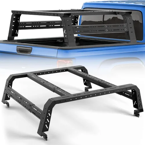 Miniatura 8 de Estante para cama de camioneta de tamaño completo, estante de carga de acero de 22.5 pulgadas con ancho ajustable, carga dinámica de 500LB, se
