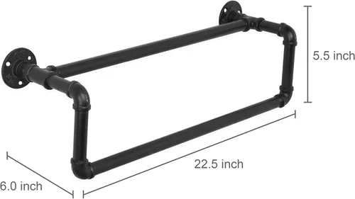 Miniatura 5 de MyGift Toallero doble para baño, toallero de baño montado en la pared, soporte para toallas de mano, decoración rústica de baño de granja, tubo