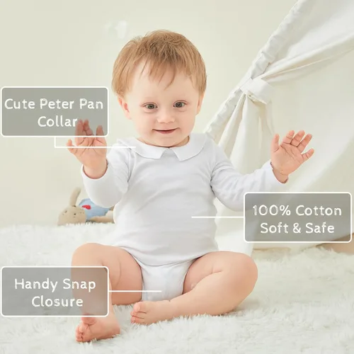 Miniatura 2 de pureborn Mameluco de algodón súper suave para bebés niños y niñas de 0 a 24 meses