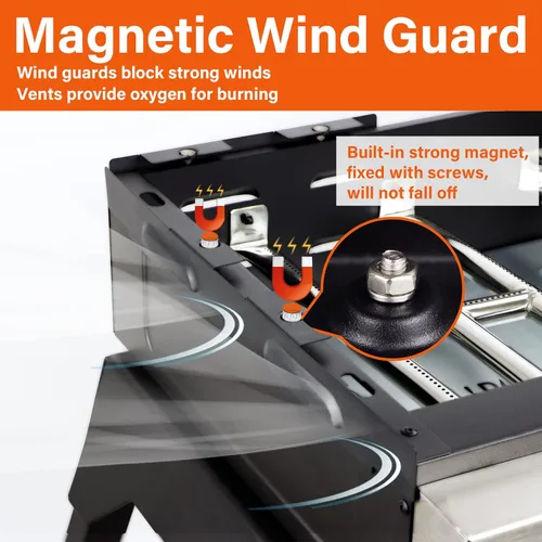Miniatura 2 de Protectores de viento magnéticos de acero, juego de 4, para parrilla Blackstone de 22 pulgadas, accesorios de parrilla superior plana, pantalla