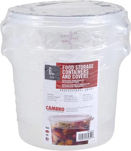 Miniatura 2 de Cambro Recipiente redondo de almacenamiento de alimentos de 1 cuarto de galón con tapa, juego de 3