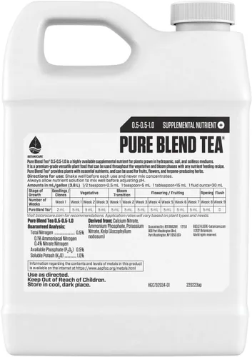 Miniatura 2 de Botanicare Pure Blend Tea, Nutrientes Suplementarios, 0.5-0.5-1.0, 1 cuarto de galón.