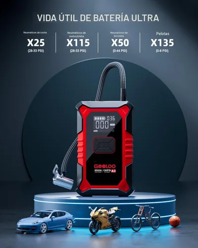 Miniatura 5 de GOOLOO A3 Arrancador de Salto con Compresor de Aire, Arrancador de Batería de Coche Portátil 3000A (9.0 Gasolina/6.5L Diésel) con Inflador