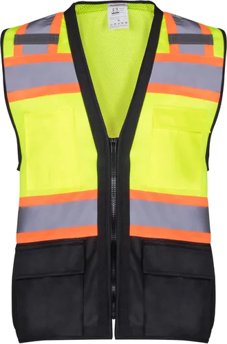 Miniatura 14 de ProtectX - Chaleco de seguridad de alta visibilidad con 6 bolsillos, clase 2 reflectante, de alta visibilidad, para hombres y mujeres, chaleco
