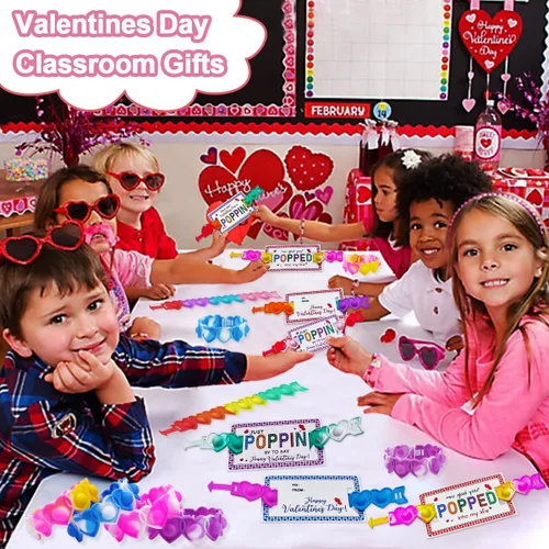 Miniatura 5 de JUNQIU Tarjetas del Día de San Valentín para Niños de Escuela, Paquete de 30 Tarjetas Pop It de San Valentín, Tarjetas de Intercambio de San