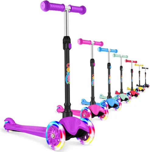 Miniatura 7 de BELEEV Patinete A1 para niños de 2 a 6 años, patinete de 3 ruedas para niños pequeños, niñas y niños, ruedas que se iluminan, altura ajustable