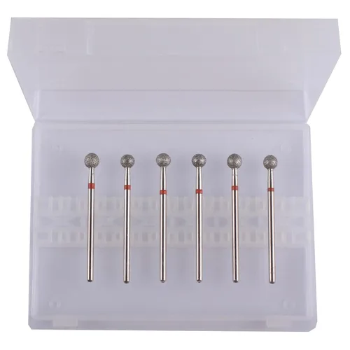 Miniatura 4 de Juego de 6 brocas de bola de diamante profesional, juego de brocas para cutícula para manicura rusa, broca de vástago de 3/32 (φ5.0.000 in)