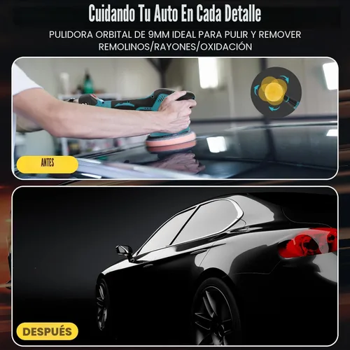 Miniatura 2 de Pulidora de búfer de coche inalámbrica, kit de pulidora mini de 6 pulgadas con paquete de 2 baterías recargables de 21V, pulidora orbital de 8