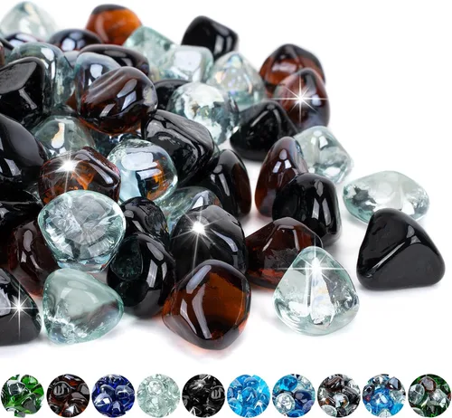 Miniatura 21 de Mr. Fireglass 10 libras de cristales de fuego mezclados en forma de diamante para chimenea y hoguera al aire libre y paisajismo - 2.54 cm de alto