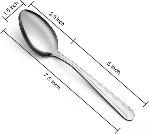 Miniatura 2 de BEWOS Juego de 24 cucharas – Cucharas de 7.5 pulgadas, cuchara de acero inoxidable, cuchara de cena, apta para lavavajillas, cucharadas pulidas