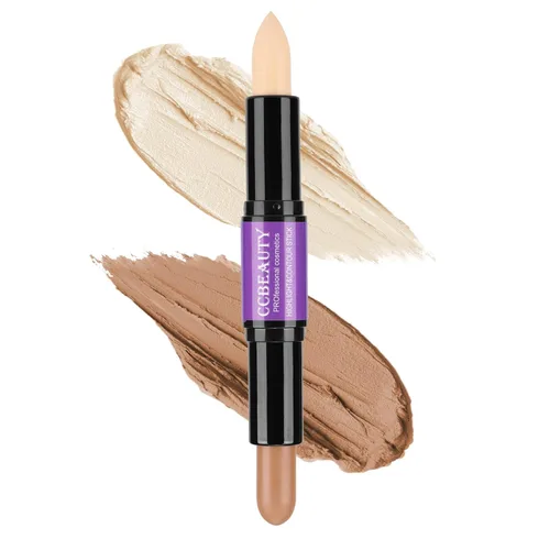 CCbeauty Barra de contorno mate 2 en 1, barra corrector de doble resaltado, kit de resaltado y contorno, barras bronceadoras para maquillaje de