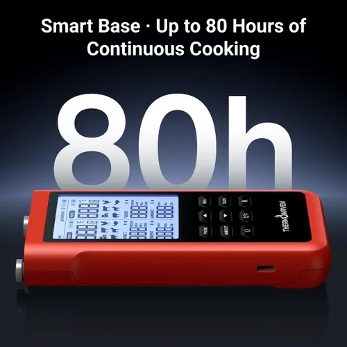 Miniatura 7 de ThermoMaven 3000 pies Termómetro inteligente inalámbrico para carne, rango largo Sub-1G, precisión certificada NIST de 6 sensores, 2 sondas Rojo