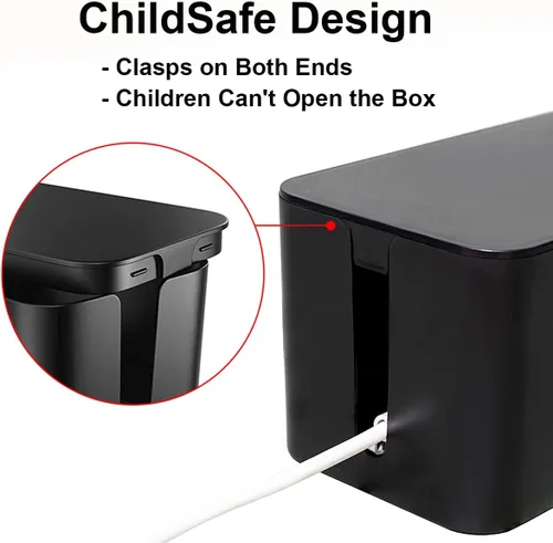 Miniatura 4 de Caja organizadora de cables, paquete de 3 cajas organizadoras de cables para escritorio, caja de cables grande, mediana y pequeña para ocultar
