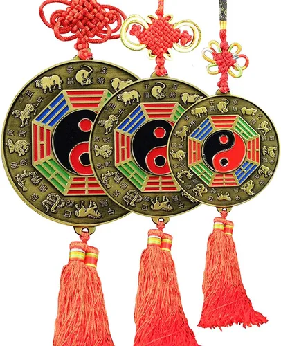 Miniatura 7 de Espejo chino de Feng Shui, espejo Bagua, espejo del zodiaco chino Bagua, espejo Feng Shui, espejo plano, colgante de decoración del hogar