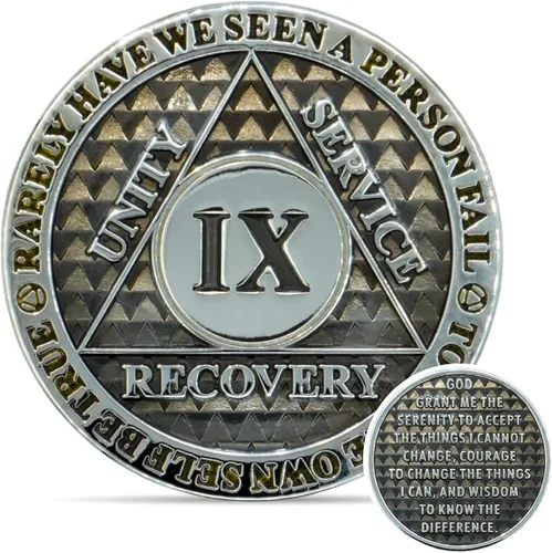 Miniatura 30 de Moneda de sobriedad de 10 años Chip AA Legacy Ficha de aniversario de recuperación de triplaca gruesa (Aqua)