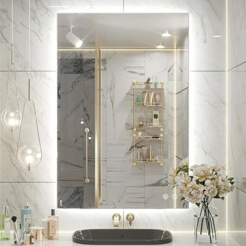Miniatura 22 de Keonjinn Espejo de baño LED de 24 x 32 pulgadas con retroiluminación, antiniebla, CRI90+ HD regulable sin escalones, alto lumen, montaje en pared