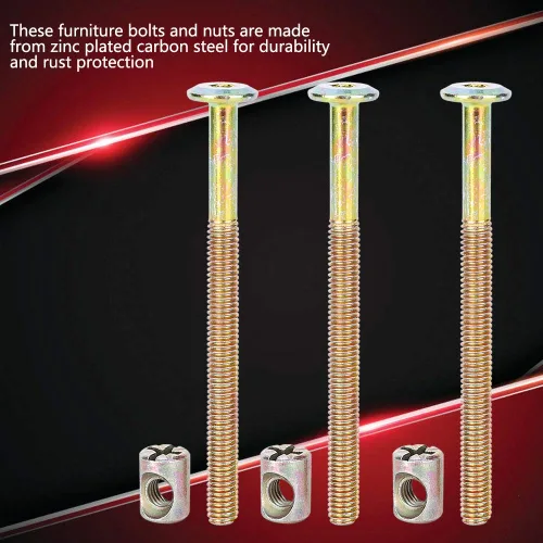 Miniatura 8 de Tornillo de muebles M6, tornillos de cabeza hexagonal para cuna, literas y sillas (3.937 in)