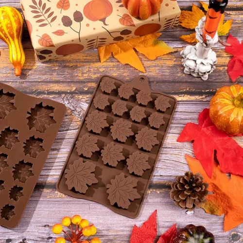 Miniatura 7 de Whaline Paquete de 4 moldes de silicona para otoño, hojas de arce, 3 tamaños, molde de resina de fondant, moldes de chocolate con forma de hoja