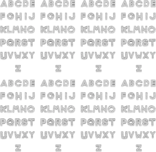 Miniatura 18 de AUEAR, paquete de 26 dijes de letras del alfabeto de 8 mm con diamantes de imitación completos, cristal, color dorado, para pulseras, collares