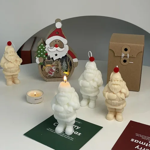 Miniatura 6 de Molde de vela de silicona de Papá Noel 3D de Navidad DIY de yeso de Navidad de resina de jabón de hielo molde de vela herramienta de fabricación