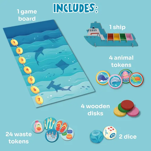 Miniatura 5 de Mission Ocean - Un juego de mesa familiar sobre la conservación del océano - Juegos preescolares divertidos y educativos para niños y niñas