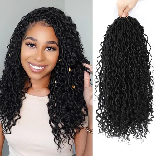 8 Paquetes de Rastas Falsas Bohemias de Ganchillo de 10 Pulgadas, Rastas Suaves de Ganchillo con Extremos Rizados Pre-enrolladas Goddess Locs, 1b#