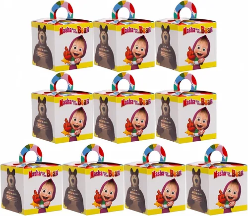 Mighty Mojo Juego de recuerdos de fiesta de Masha and The Bear: 10 cajas de regalo con licencia oficial, perfectas para eventos infantiles,