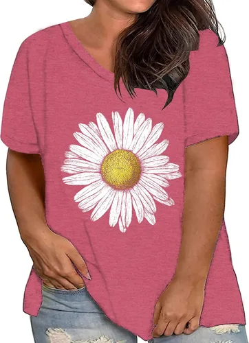 Miniatura 2 de Plus Size Tops Sunflower Shirts for Women Flower Graphic Tees Shirts Summer Inspirational Tshirt