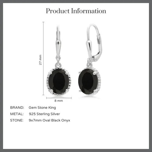 Miniatura 157 de Gem Stone King Aretes colgantes de gota para mujer, plata de ley 925, piedra natal ovalada de 0.354 x 0.276 in, joyería fina, regalos para ella