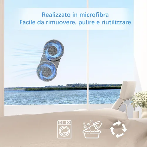 Miniatura 6 de Tosima Robot Limpiador de Ventanas W2, Limpieza Automática con Planificación Inteligente de Ruta, Potencia de Succión de 3800 Pa, Tecnología