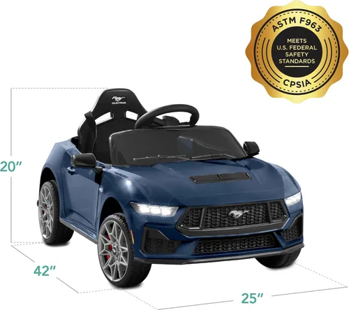 Miniatura 9 de Best Choice Products Auto eléctrico de 12 V para niños, con licencia oficial Ford Mustang con control parental, luces LED, 2 velocidades, Bluetooth