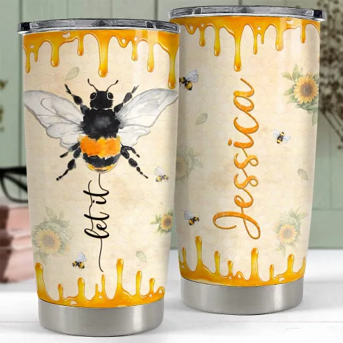 Miniatura 2 de SANDJEST Vaso personalizado de abeja con girasol de miel de 20oz 30oz con tapa, regalo para mujeres, niñas, hija, hermana, amantes de los animales