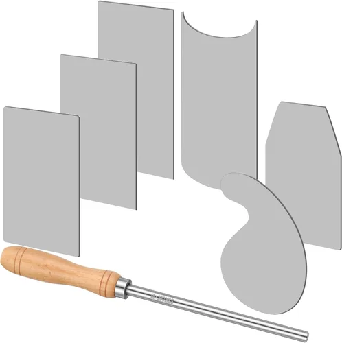 Miniatura 8 de Therwen Bruñidor de Raspador de Tarjetas y Juego de 6 Raspadores de Gabinete para Carpintería, Herramienta de Bruñido de Carpintería, Incluye 3