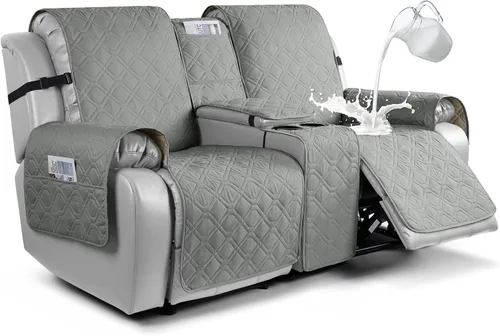 Miniatura 23 de VANSOFY Funda para Sofá de Dos Plazas Reclinable con Consola 100% Impermeable Fundas de Sofá Antideslizantes Funda de Sofá Reclinable Dividida Azuree