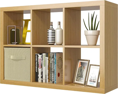 Miniatura 17 de furtble Estantería organizadora de almacenamiento de 8 cubos, moderna estantería abierta de madera, estante de exhibición multifuncional para sala